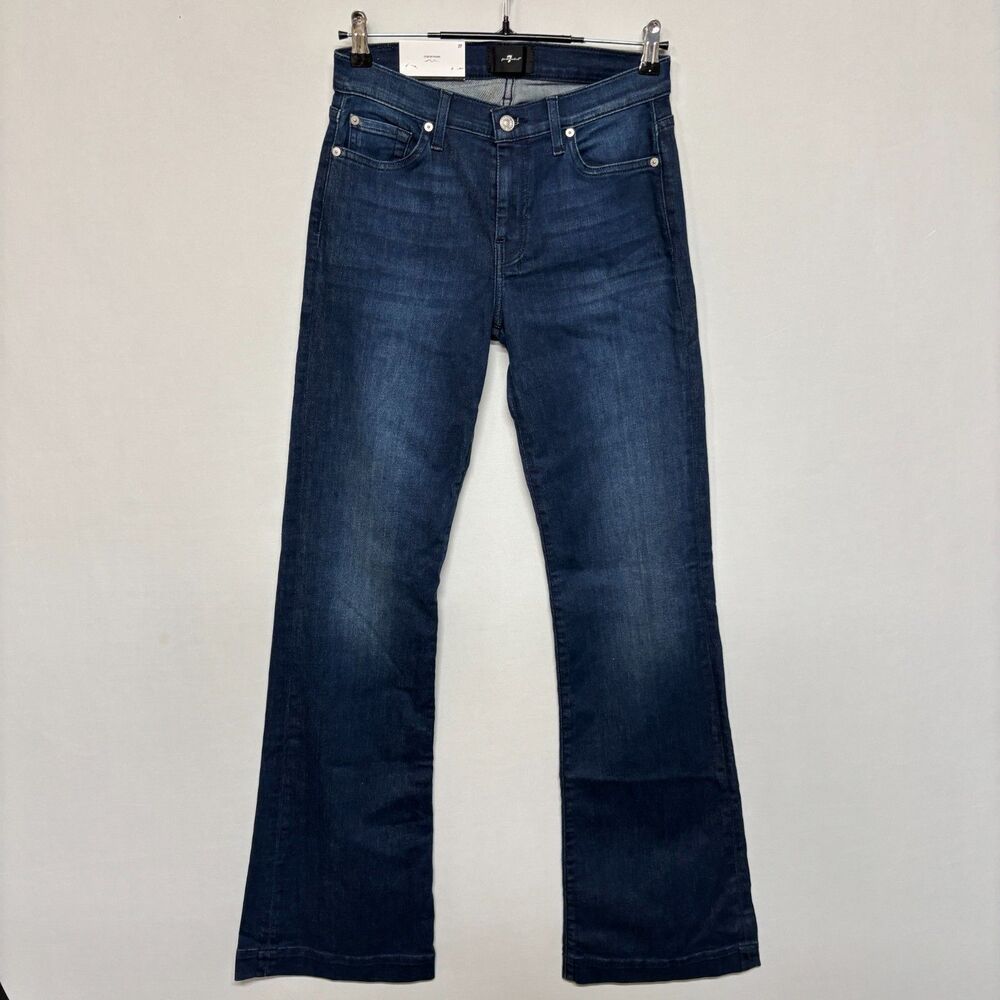 NWT 7 For All Mankind Women Dojo Flare Jeans Size 27 Blue Denim C145 -8